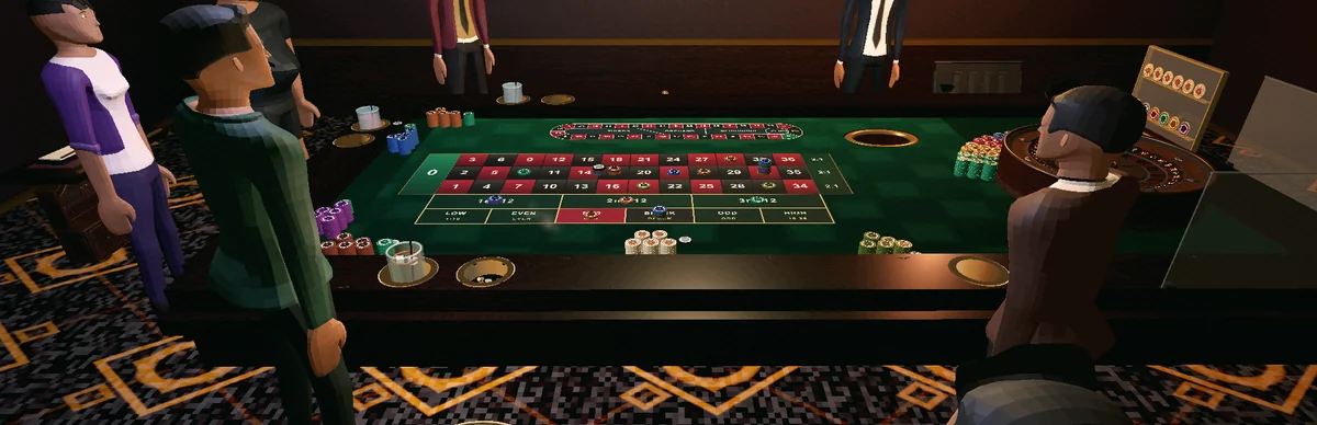 A roulette table with physical chips inside Turkish Casino Simulator